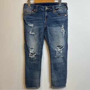 Y2K Vintage True Religion Distressed Low Rise Capri Jeans